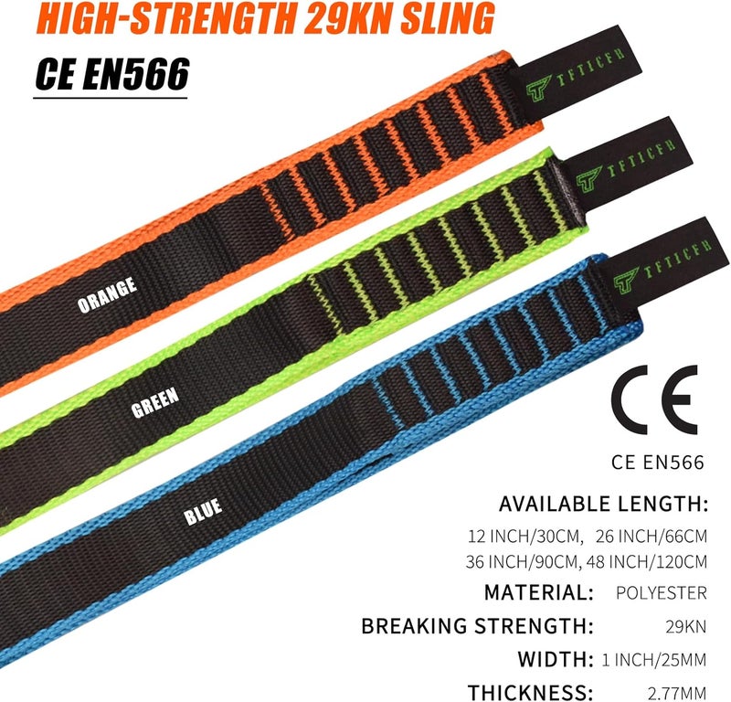 TFTICFH 25mm Climbing Sling Runner- 29kN CE Tubular Webbing- Heavy Duty Strap for Arborist, Firefighter Rescue, Rock Climbing, Rappelling, Rigging, Swing,Hanging,Yoga Hammock,Tree Work - Image 2